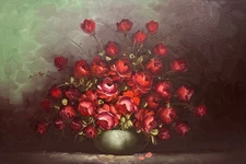 Vintage Original Impressionist Floral Still Life Oil Painting S. Meadows Signed