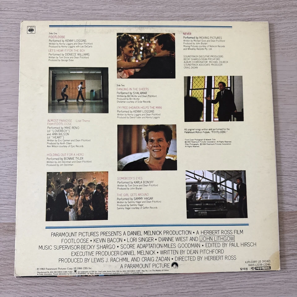 Rare Footloose 1984 Movie Soundtrack Vinyl CBS Record Album w/Insert South Korea - Image 2 of 4