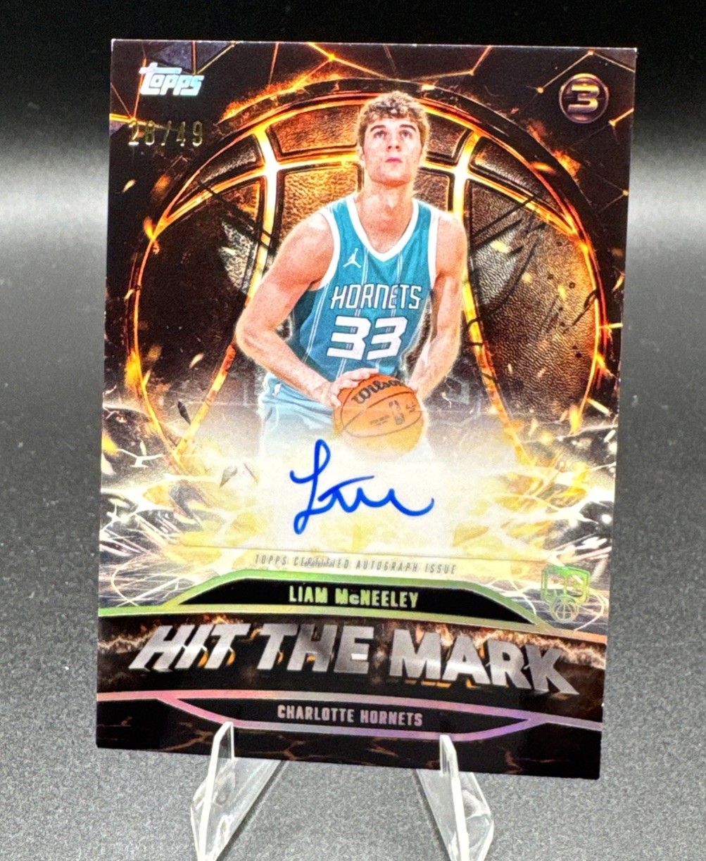 Liam McNeeley 2025 Topps Three #HM-LM Hit The Mark Auto Rookie RC 28/49