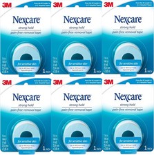 Paquete de 6 cintas 3M Nexcare piel sensible hipoalergénicas 1 pulgada x 4 yardas (1 quilate) cada una