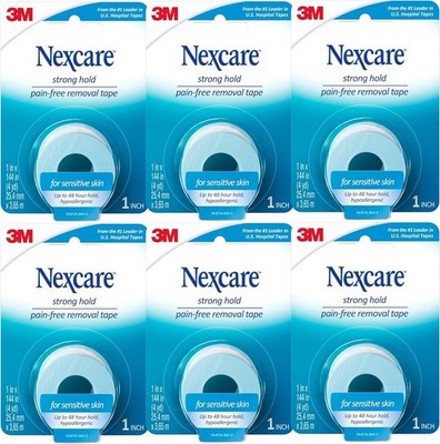 6 Pack 3M Nexcare Tape Sensitive Skin Hypoallergenic 1 in x 4 yd  ( 1 Ct) Each