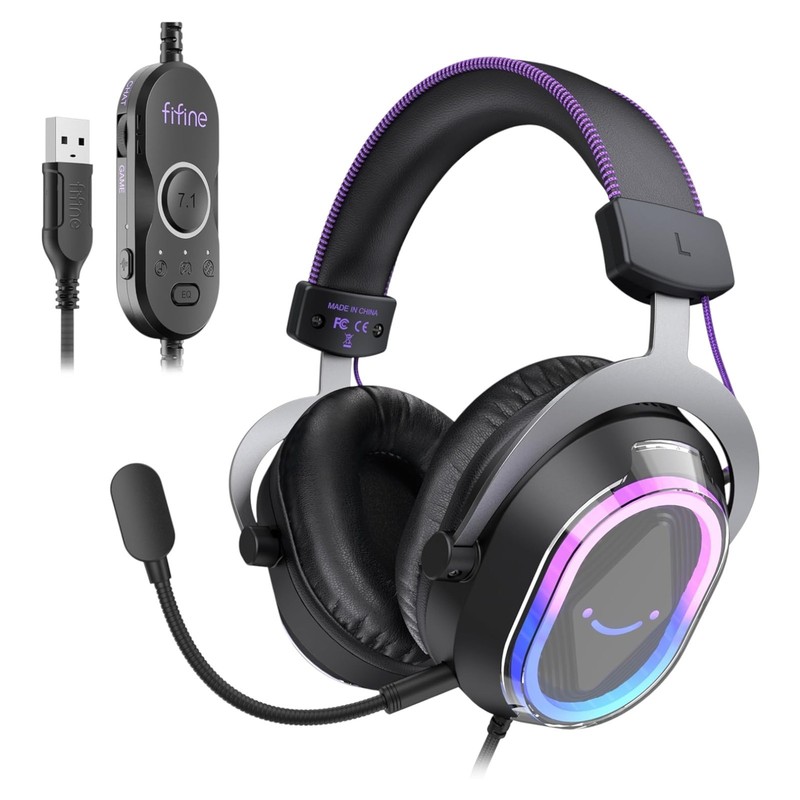FIFINE H13 USB Gaming Headset Game Chat Balance 7.1 Surround  Noise Cancelling