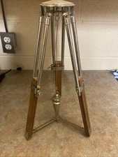 Vtg Model Size Engineering Wooden Stainless Tripod Counter Weight Telescopic 16”