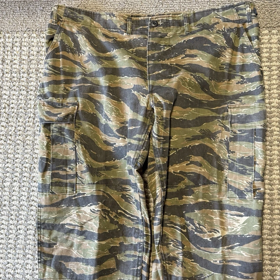 Pantalones cargo vintage Rothco Tiger a rayas camuflados hechos en EE. UU. X-grandes largos años 80 90 Foto 2 de 4