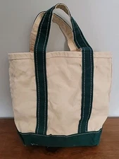 Vintage LL Bean Micro Mini Boat and Tote Bag Green & White USA Made