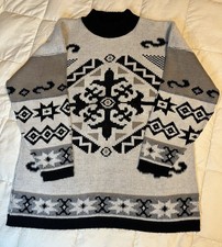 Vintage Adele Knit Private Eyes Geometric Design Sweater Made In USA Super Soft