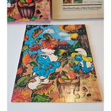 Vintage SMURFS Genuine Wood Puzzle 55 Pieces in Box 1982 Complete