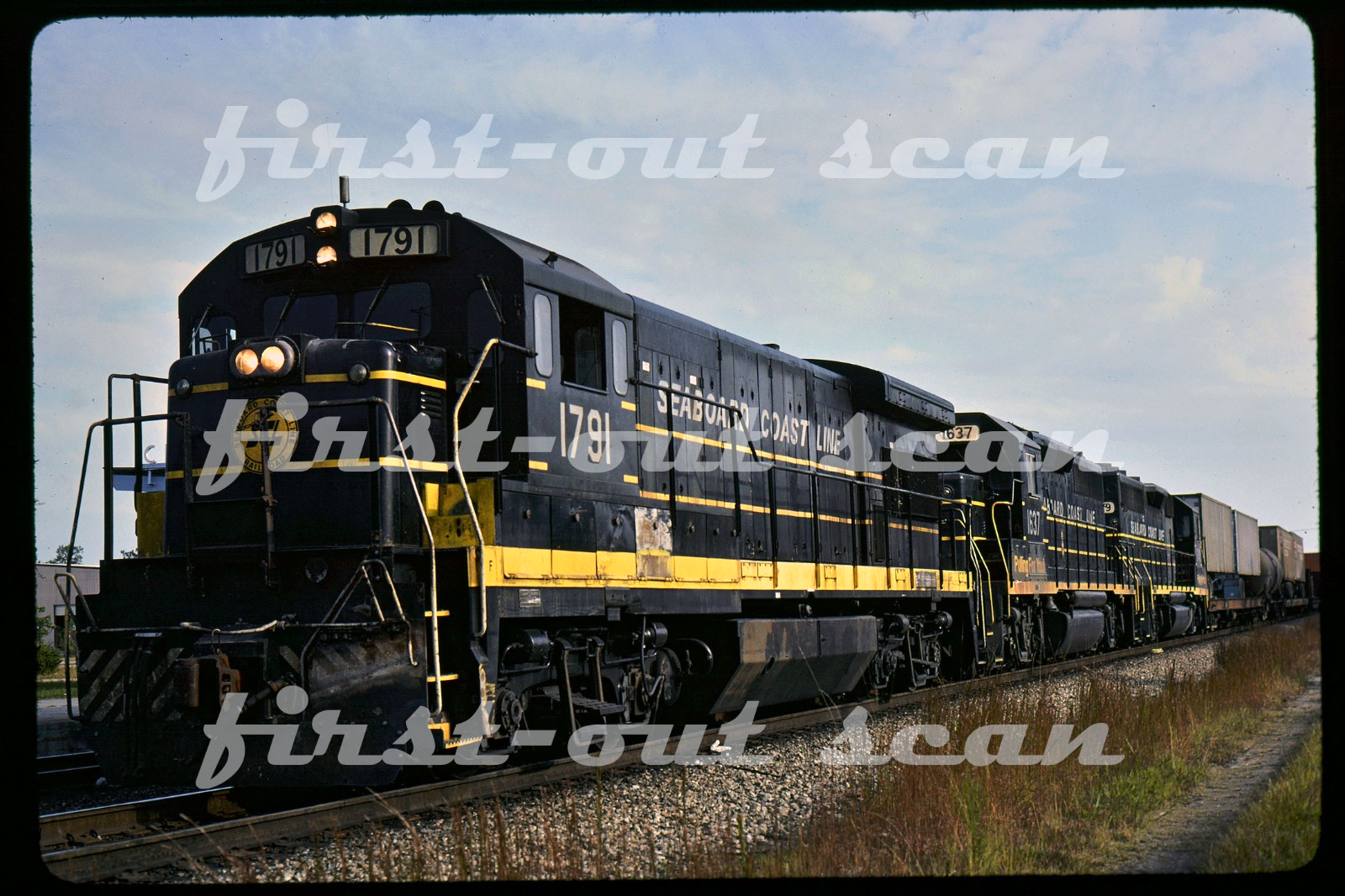 D Original Slide - SCL Seaboard 1791 GE U36B Action w/ Freight Oct 1979 ...