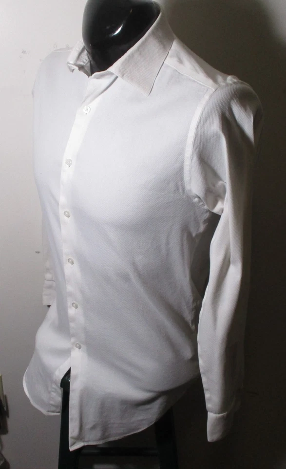 Camisa de vestir ALFANI blanca "ajuste atlético" manga larga para hombre talla 14/14,5/32-33 Foto 4 de 4