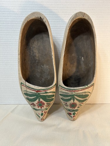 Antique Dutch Wooden Clogs Klomp Hand painted Signed Farm House Decorating 