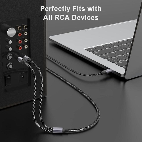 USB C to 2 RCA Audio Cable, Type C to 2RCA Male Jack Plug Adapter Compatible - Picture 3 of 6
