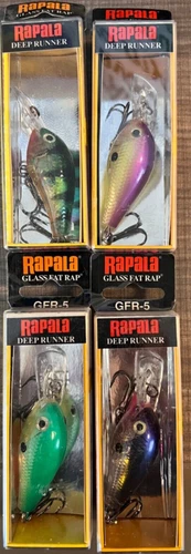 Four Rapala Glass Fat Rap GFR-5 New Lures, in box, never used