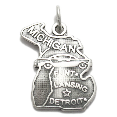 925 Sterling Silver Michigan State Charm - Picture 1 of 2