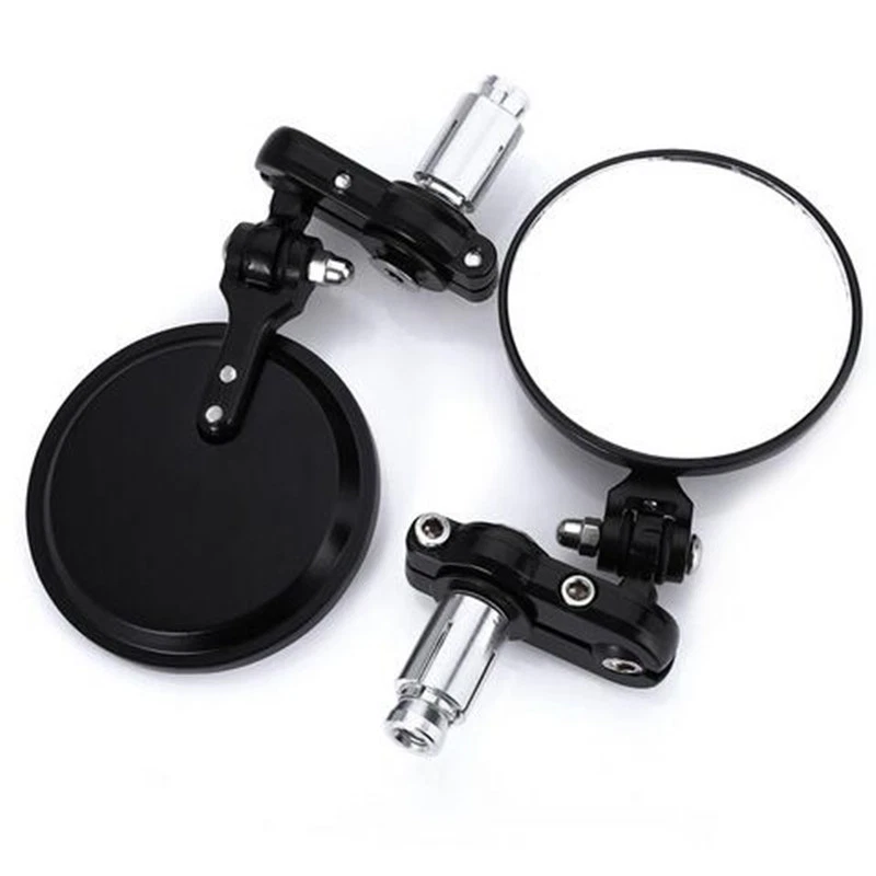 2x Universal Motorcycle CNC Aluminum Rear View Handle Bar End 7/8" Round Mirrors - Image 2 of 4