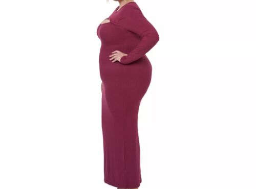 Edited Women's Size X-Large Dress Cutout Long Midi Slit Ribbed Remi Bader 14-16 - Picture 8 of 13