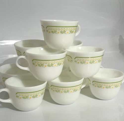 Vintage Pyrex Summer Impressions Sunshine 8oz Milk Glass Coffee/Tea Cups