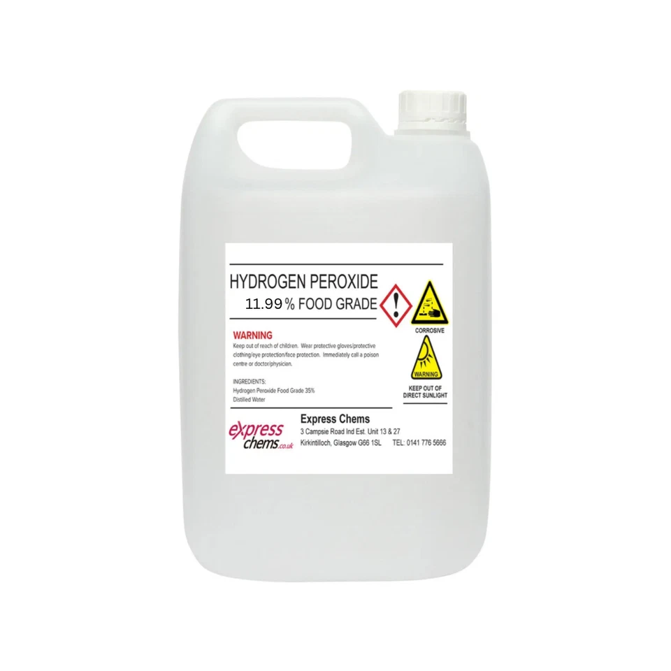 EXPRESS CHEMS 5 Litre (5L) Hydrogen Peroxide 11.99% Food Grade Disinfectant Cleaner Solution