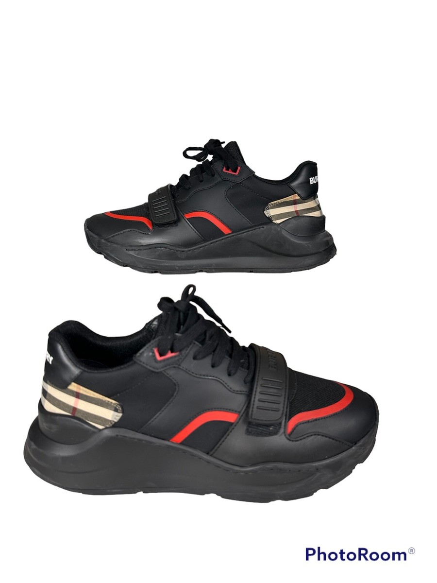 Size 9(EU42) Burberry Low Top Vintage Check Black Red Sneakers | eBay