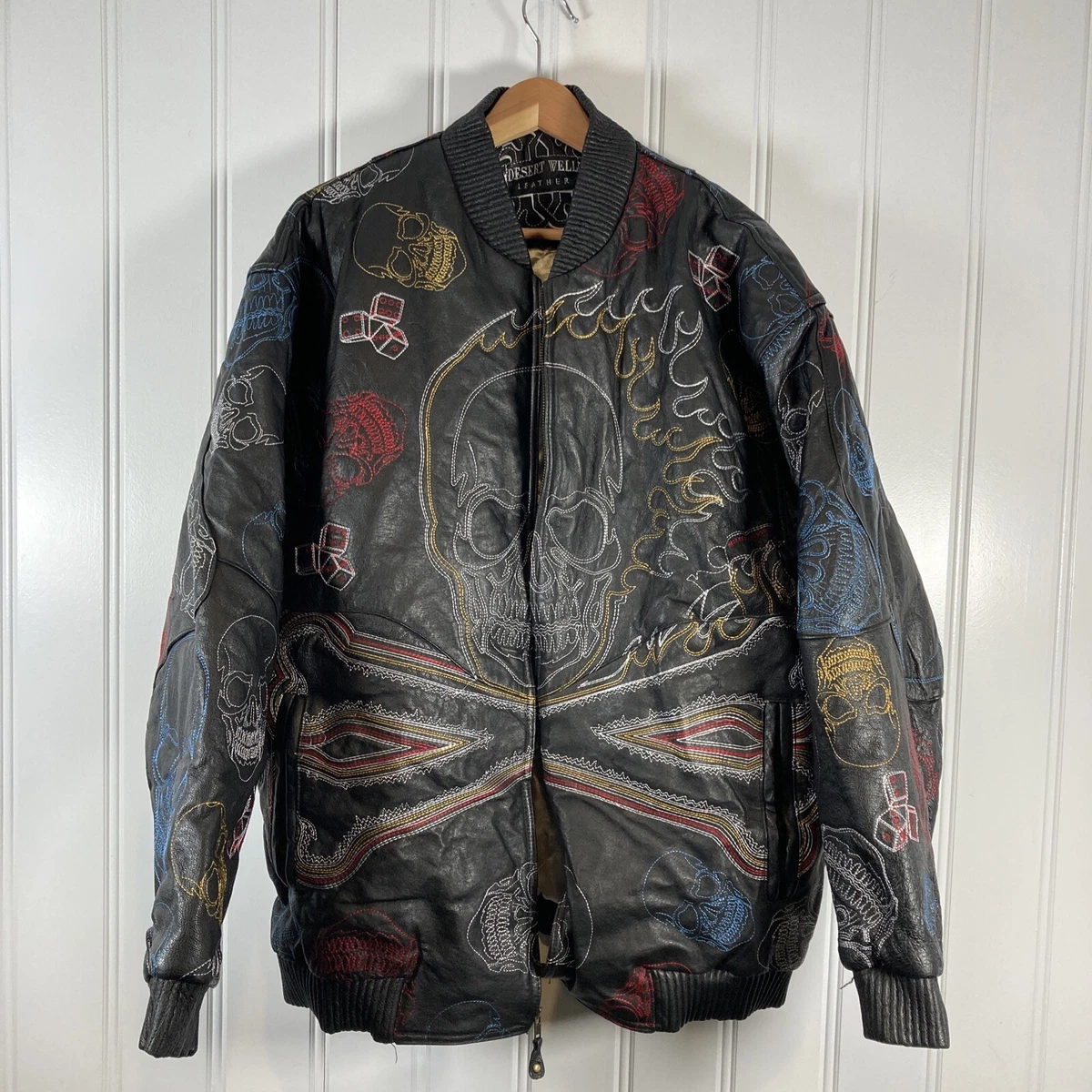 Skull and crossbones leather jacket sale