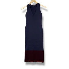 Rag & Bone Kristin Ribbed Knit Midi Dress V Neck Sleeveless Color Block Size XS