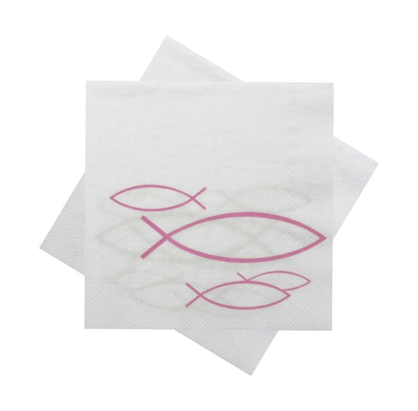 Servietten Fisch Pink Kaffeeserviette Tischdeko Kommunion Konfirmation 20 StüCk-image