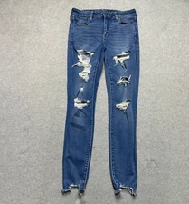 American Eagle Jeans Womens 8 Jegging Distressed Raw Hem Next Level Stretch