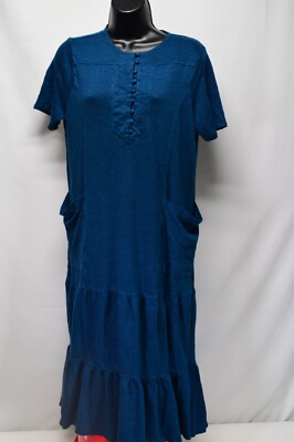 NWT Wrap London Linen Jersey Maxi Dress Deep Petrol US Size 4 | eBay