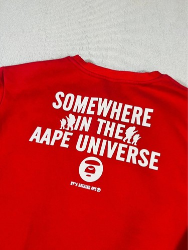Pull Aape Col Rond Crewneck Rouge XL Y2K Coton Logo Aape Universe Vintage - Picture 9 of 12