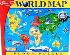 World Map 33 Piece Jigsaw Floor Puzzle 3 x 2 Feet Melissa  Doug