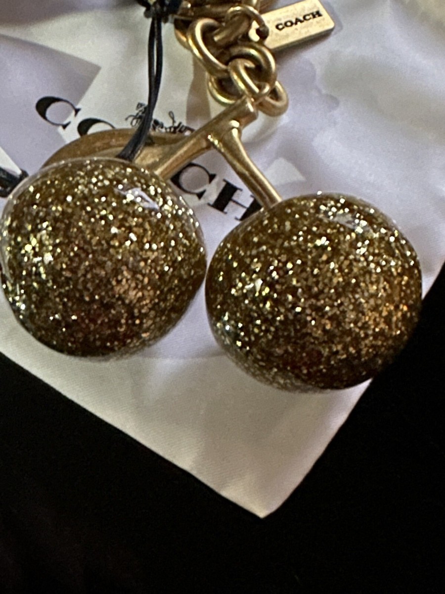 NWT COACH GOLD SPARKLE/GOLD CHERRY CHARM 77840 | eBay