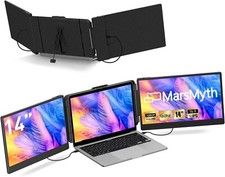 Dual Portable Triple Fold 1080P IPS Monitor Screen Extender For 13-17.3" Laptops