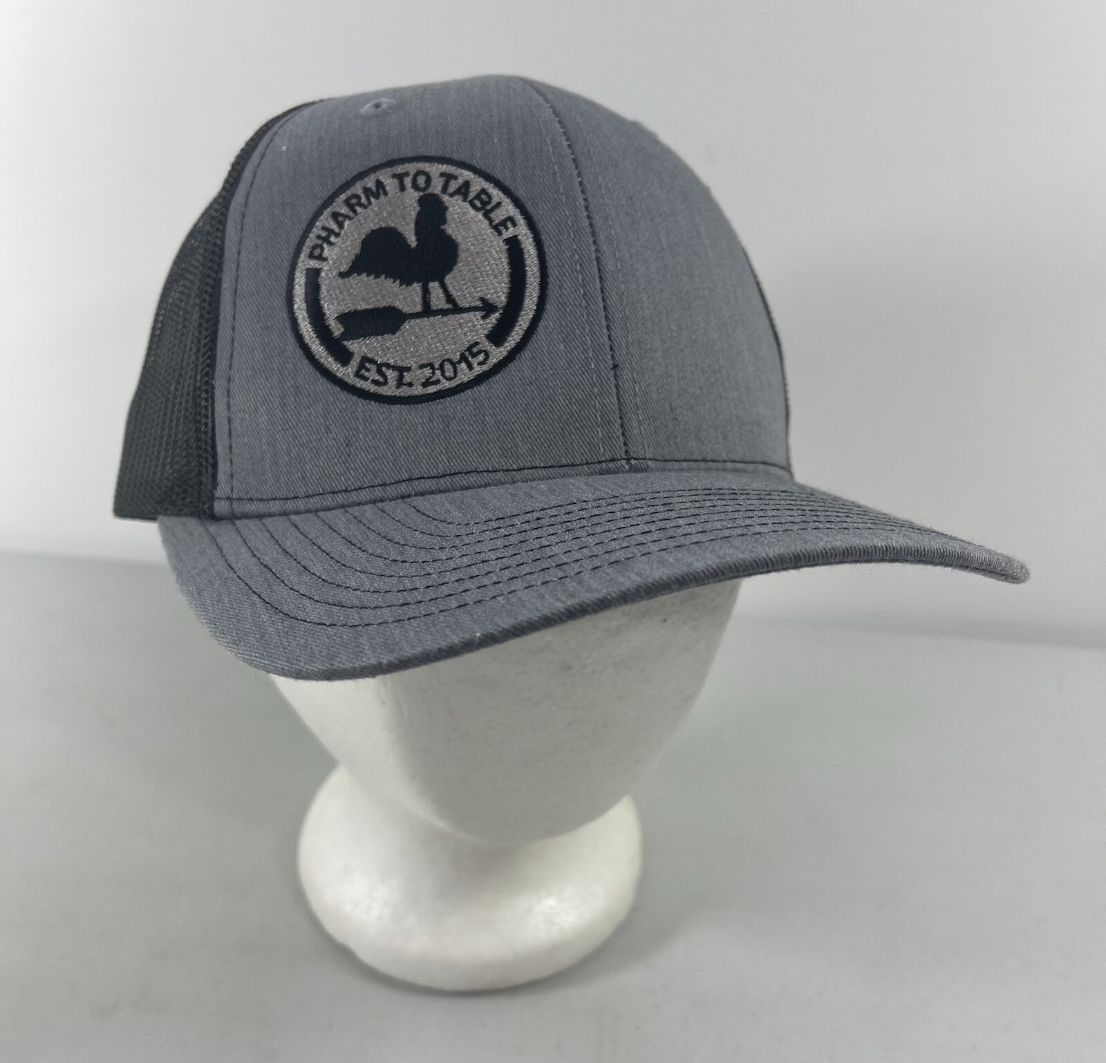 Pharm To Table Gray Black Adjustable Trucker Hat … - image 1