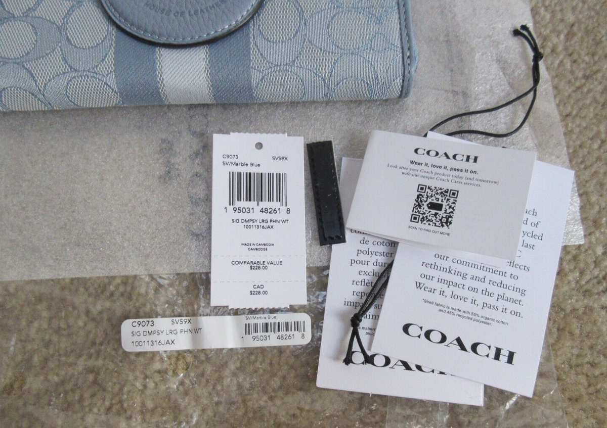Coach SIG Dempsey Jacquard With Stripe Silver Marble Blue Large