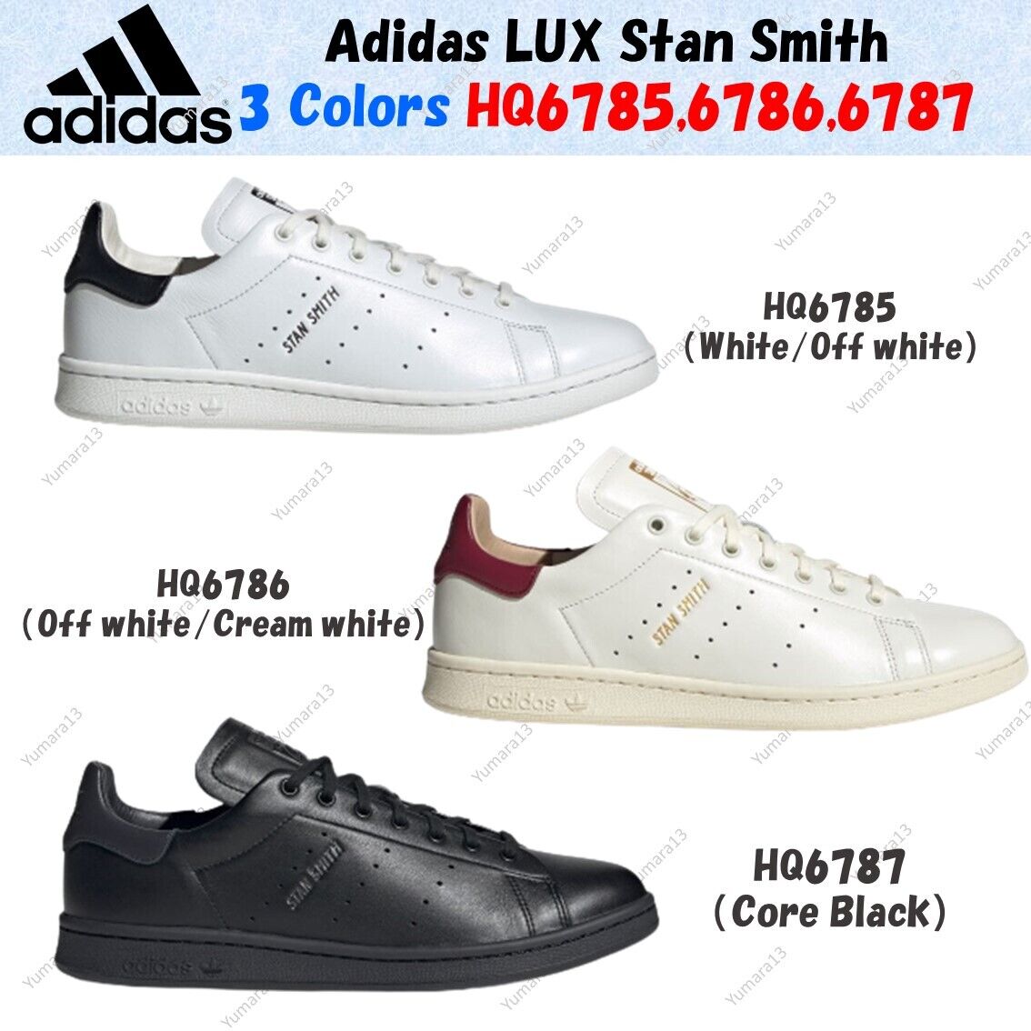 Adidas LUX Stan Smith White Cream Black 3colors HQ6785,6786 Adidas LUX Stan Smith White Cream Black 3colors HQ6785,6786