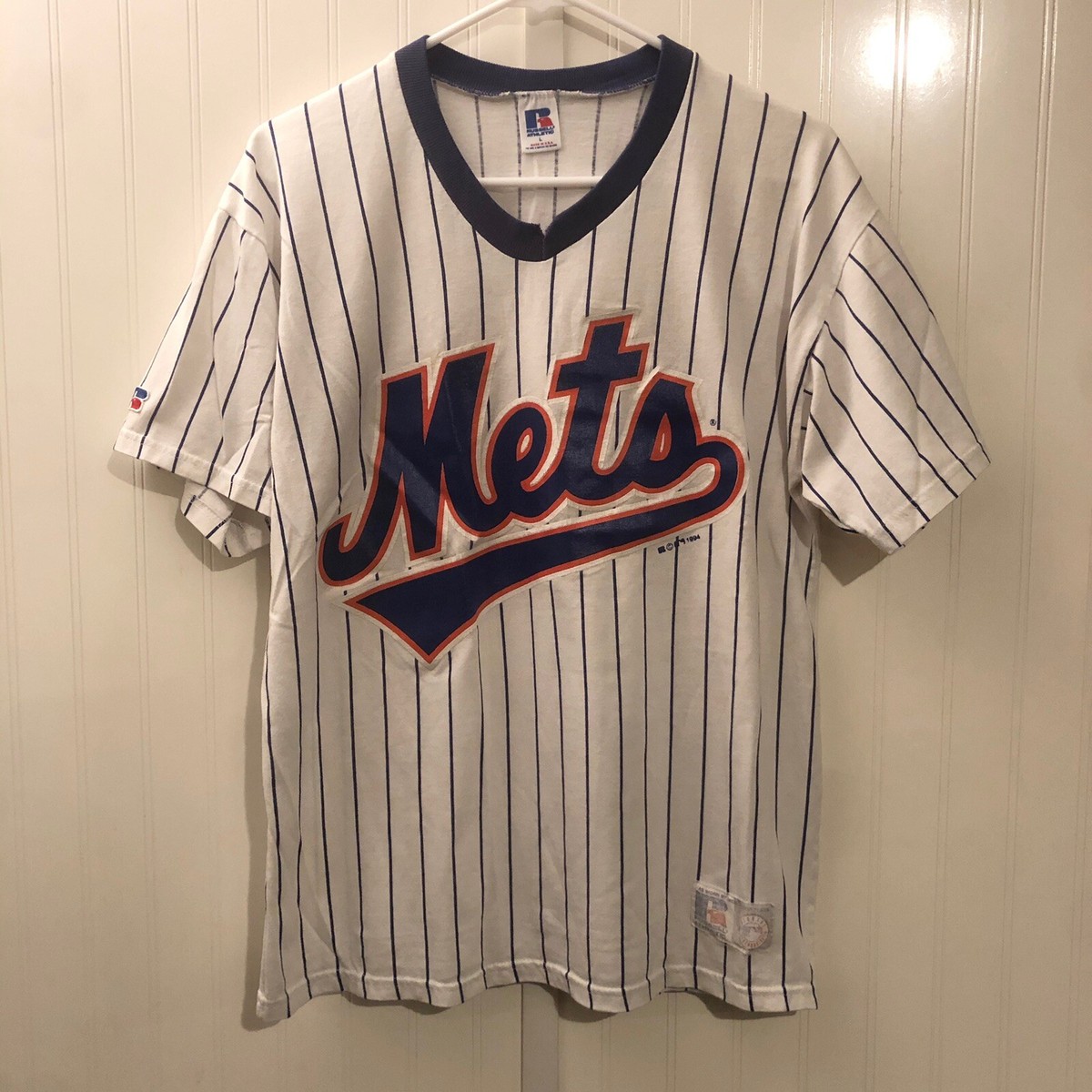 Vintage NY New York Mets Large Shirt 90s Pinstripe Russell