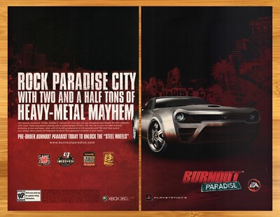 2007 Burnout Paradise Xbox 360 Switch PS3 Print Ad/Poster Racing Game Promo Art