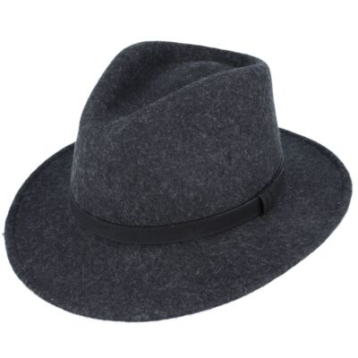 Fedora Filz Wollhut knautschbar mit Lederband Unisex hochwertiger Hut