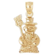 New 14k Yellow Gold Snowman Pendant