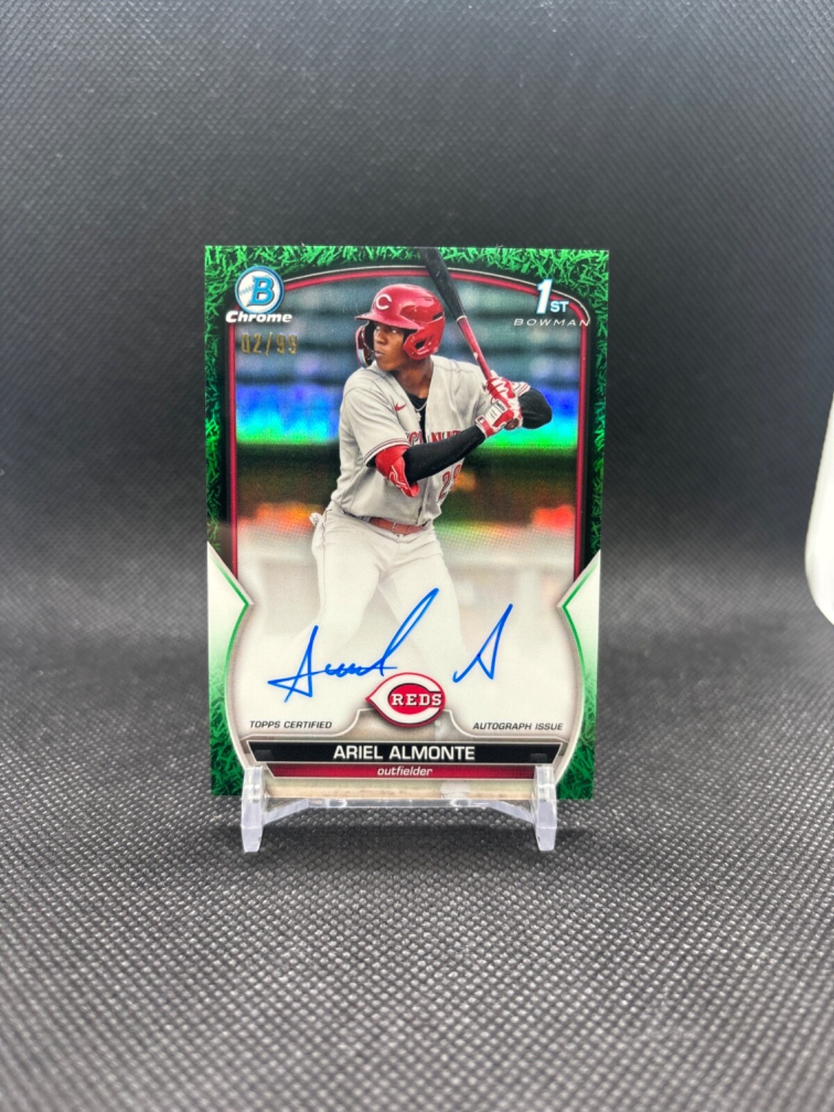 ARIEL ALMONTE 2023 BOWMAN CHROME 1ST GREEN GRASS AUTO REDS /99