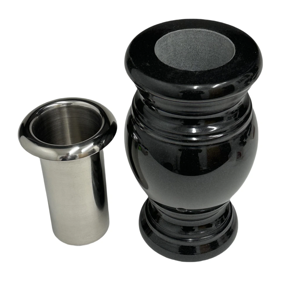 Memorial Friedhof Blumenvase - echte Granitvase mit Edelstahlinnenseite - Bild 4 von 4