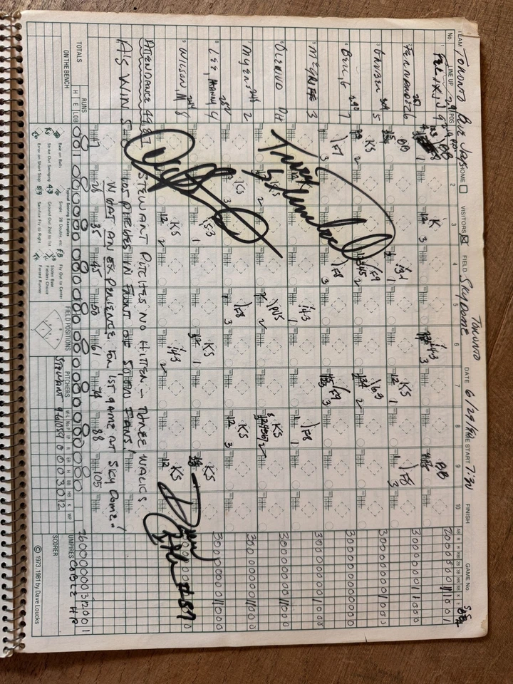 NOLAN RYAN * DAVE STEWART *NO HITTERS* Autographed Scorebook! Read description! - Image 2 of 4