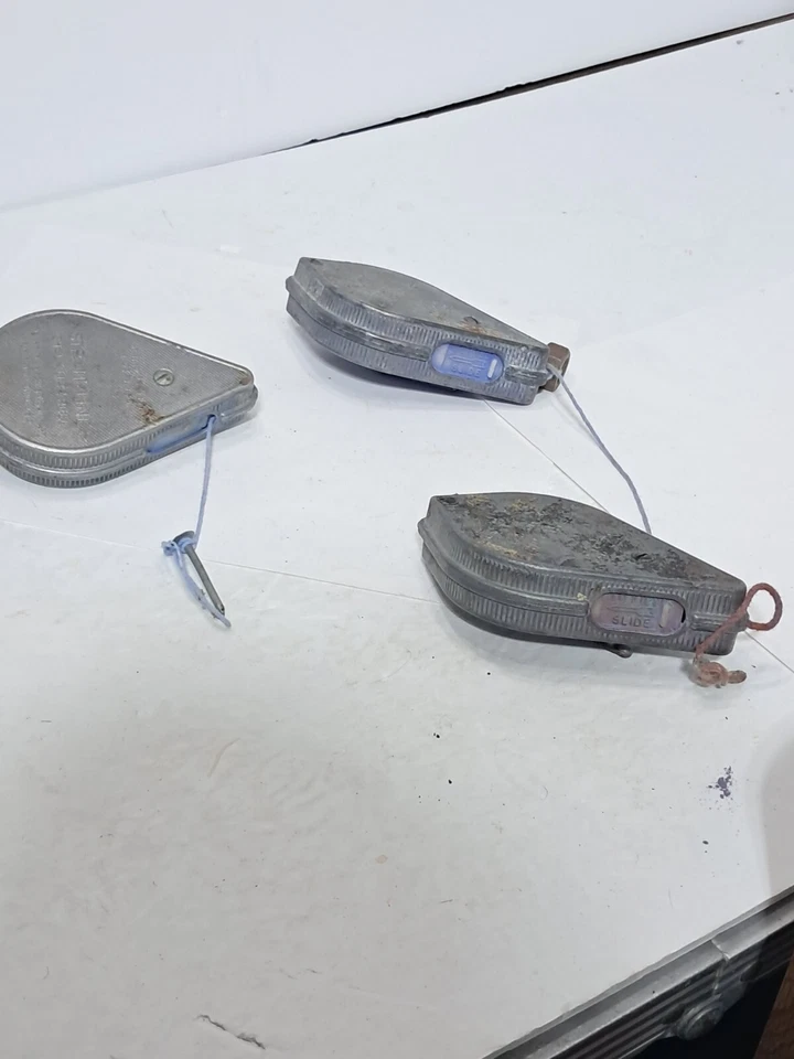 Three Vintage STRAIT-LINE Chalk Line Reel Plumb Bobs (t) - Image 3 of 4