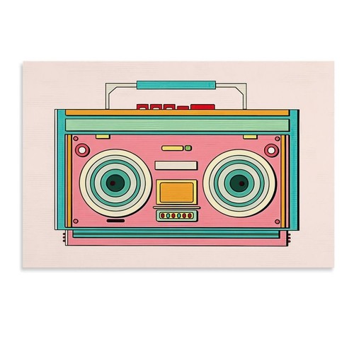 Vintage Boombox Radio Cassette Player Canvas Poster Wall Art Living Room Decor - Picture 7 of 13
