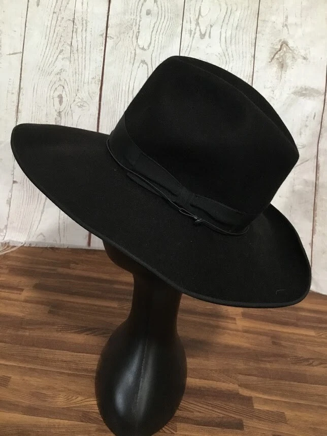 Chapéu Fedora Borsalino Cappello Ouro Preto com Acabamento de Fita Tamanho 6 7/8 - Imagem 2 de 4