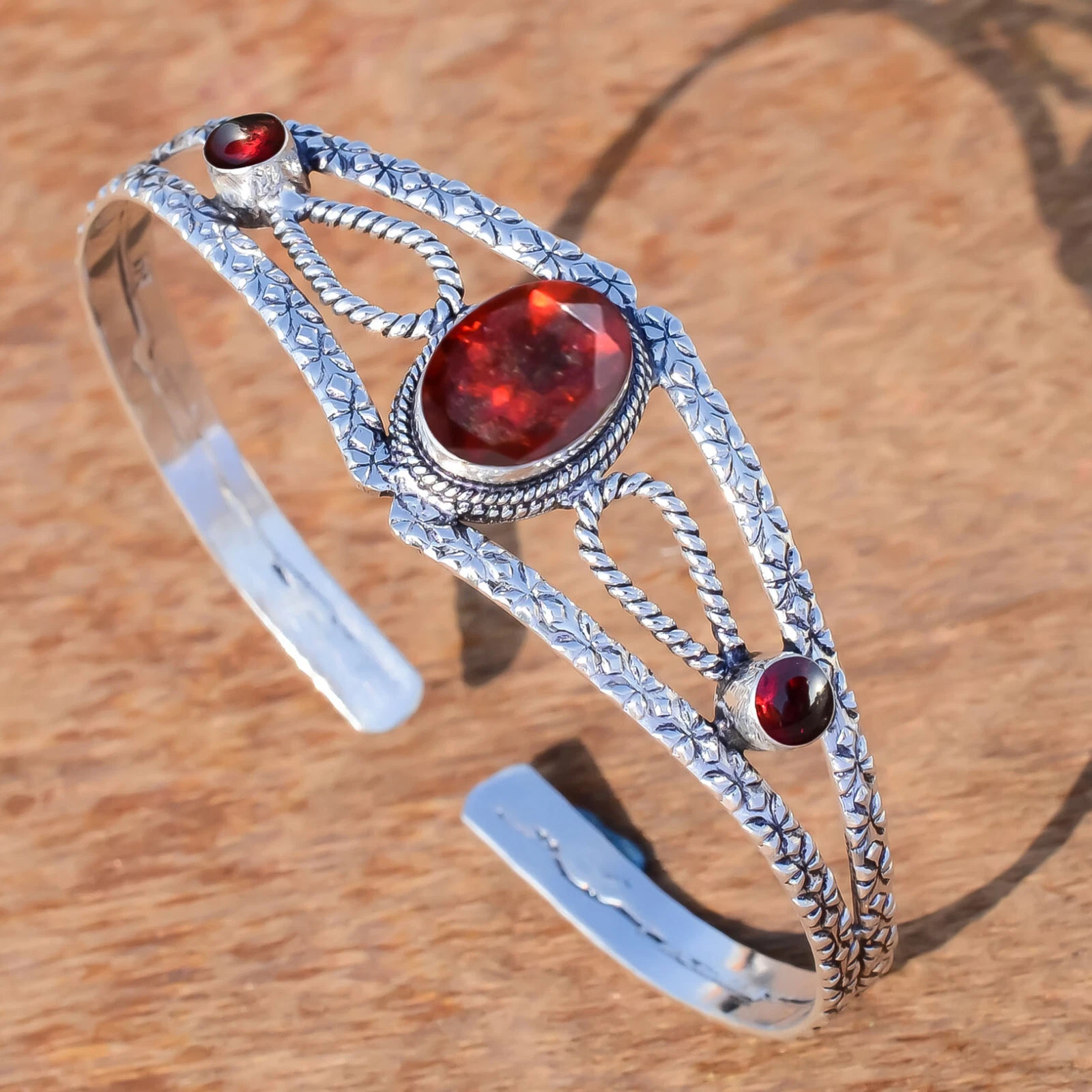 VALENTINO Bracciale in argento sterling 925 con pietre preziose granato e granato sfaccettato per chiunque