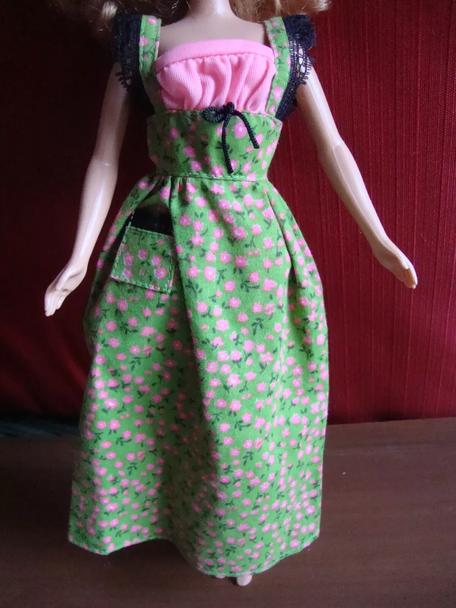 Vintage Barbie Skipper Doll Clothes Best Buy Outfit #9125 Green Calico Dress