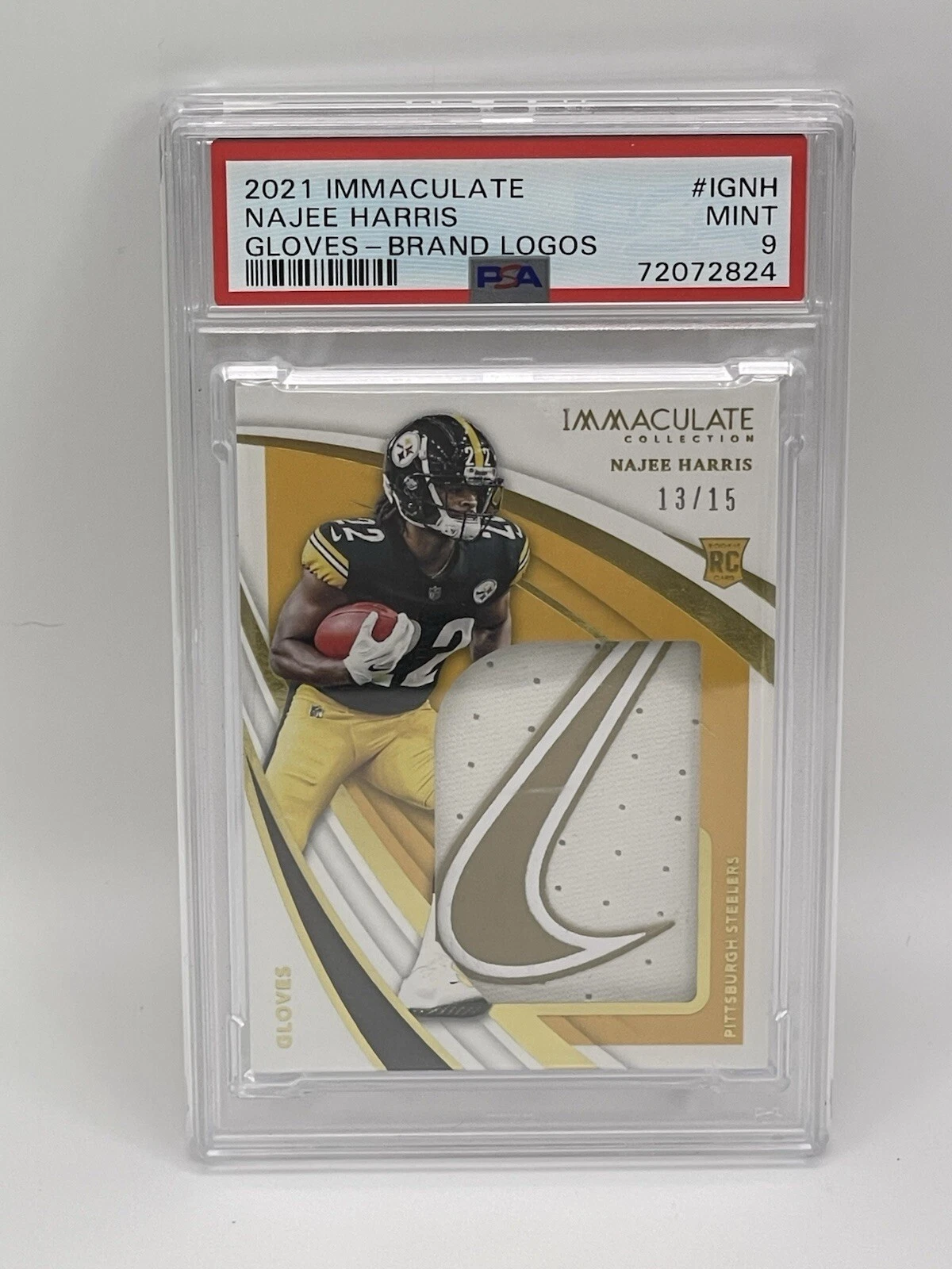 Najee Harris Panini Immaculate Collection Gloves #IGNH Brand Logos
