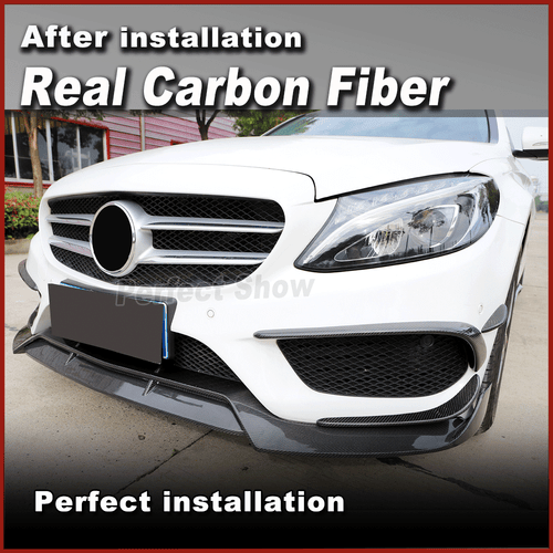 For Benz W205 C200 C250 C300 C43 AMG 14-18 REAL CARBON Front Bumper Lip Spoiler - Picture 6 of 15