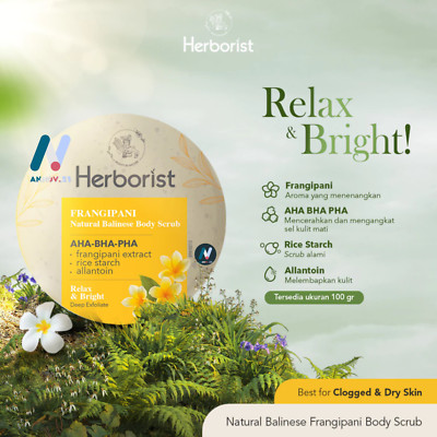 HERBORIST Natural Balinese Body Scrub Aloe Olive Rose Moist Glow Smooth 2X 100g