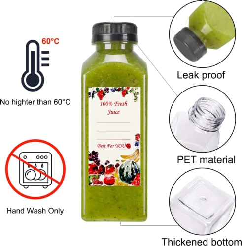 36Pcs 12Oz Empty Plastic Juice Bottles with Caps, Reusable Water Bottles, Clear - Picture 2 of 7